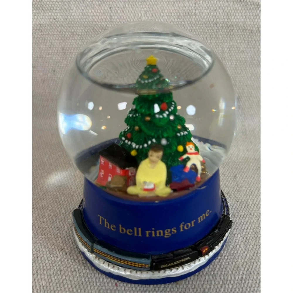 Hallmark The Polar Express Mini Snow Globe The Bell Rings For Me Blue 3.5 inch